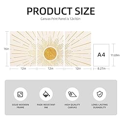 Boho Wall Decor, Set of 3 Modern Gold Boho Sun Wall