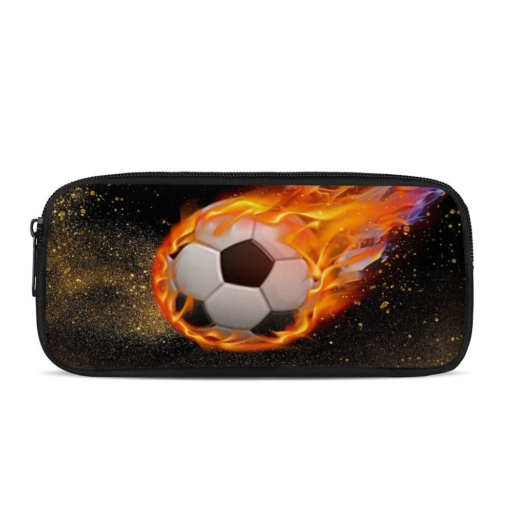 Coloranimal Fire Football Pencil Case Boy Pen Holder Box Zipper Stationery Storage Case Cosmetic Pouch