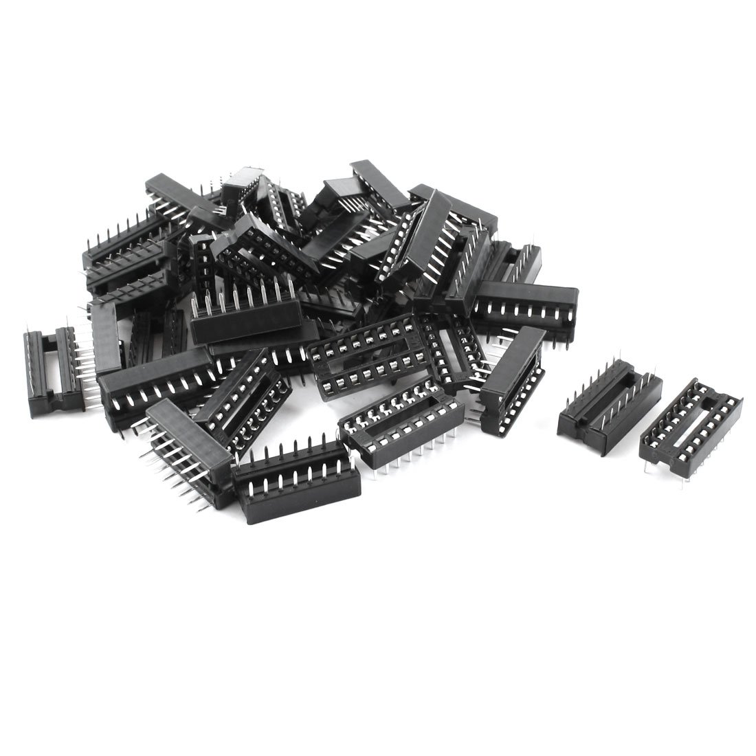 Sourcingmap 40pcs 2.54mm PCB Board 2 Row 16-Pin DIP Solder Type IC Socket Adapter