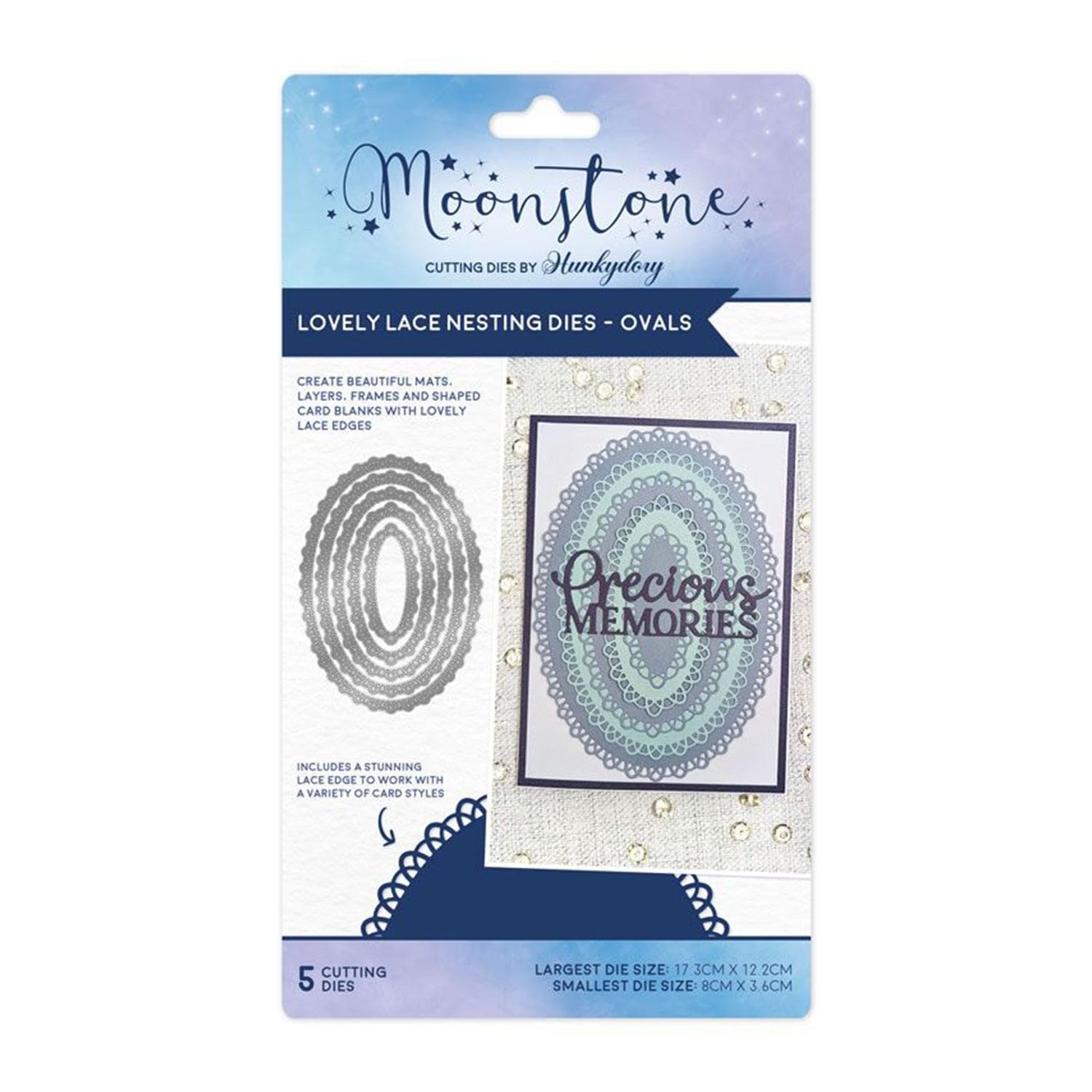 Hunkydory Moonstone - Lovely Lace Nesting Die Set - Ovals - MSTONE797
