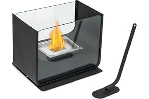 ONLYFIRE OUTDOOR LIVING Onlyfire Tabletop Fire Pit with Glass Wind Guard, Extinguisher Lid and Ceramic Wool Wick, Portable Ethanol Fireplace Smokeless Fireplace for Indoor and Outdoor use, Smore Maker Home Decor Gift