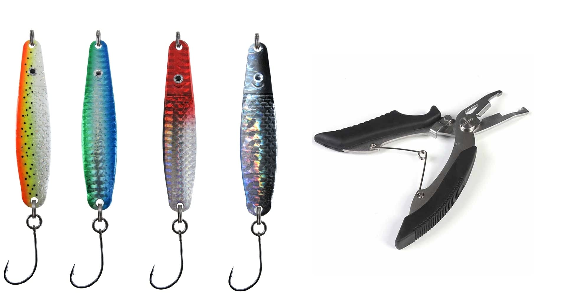 Jenzi Sea Trout Indicator Set Dega Jumper with Single Hook or Treble Choice of 4 25 g 8 cm Lars Hansen + Free Fishing Scissors (Set # 5)
