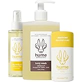 Hume Supernatural Essential Body Care Set – Coconut Coast Aluminum-Free Deodorant, Dry Body Oil & Santal Sun Body Wash, Plant-Based, Vegan, Cruelty-Free Bundle
