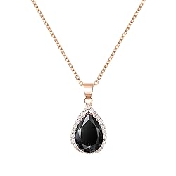 Linawe Black Crystal Chain Necklace for Women Rose