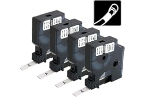 4 Pack Replacement DYMO Industrial 18053 Heat Shrink Tube Labels, 3/8 inch Heat Shrink Tubing for Cables, Fit with DYMO Rhino