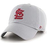 47 Brand MLB Gray Team Color Primary Logo Clean Up Adjustable Baseball Cap Hat, Adult One Size Fits All