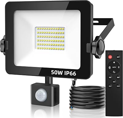 Aomeya 50W LED Flood Light with PIR Motion Sensor IP66 Outdoor Security