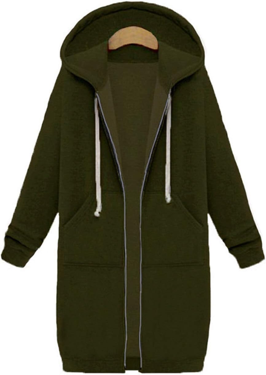 Sudaderas largas con cierre para mujer, tamaño grande, color rosa Sudaderas largas con cierre para mujer, tamaño grande, color rosa