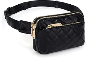 UTO Fanny Pack for Women Men Belt Bag Rhombus Leather Vegan Waist Pack Fashion Lightweight Chest Bags with 3 Zip Pockets for 