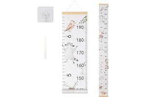 BESSLEE Canvas Kids Growth Chart for Wall, Safari Animals Height Measurement Tracker Gender Neutral, Hanging Ruler with Remov