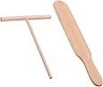 Wooden Crepe Spatula and crepe spreader Wooden Spatula Set Perfect Size to Fit Medium Crepe Pan 100% Natural Beechwood Crepe Spreader and Spatula for Cooking (m01)