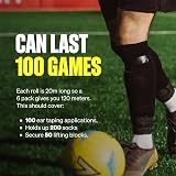 SPORTTAPE 6 Rolls Sock Tape Black 1.9cm x 20m Football Rugby view 5