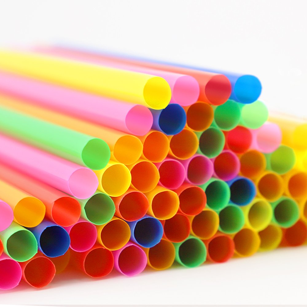 Tomnk Jumbo Smoothie Straws 200pcs Extra Wide Assorted Bright Colors