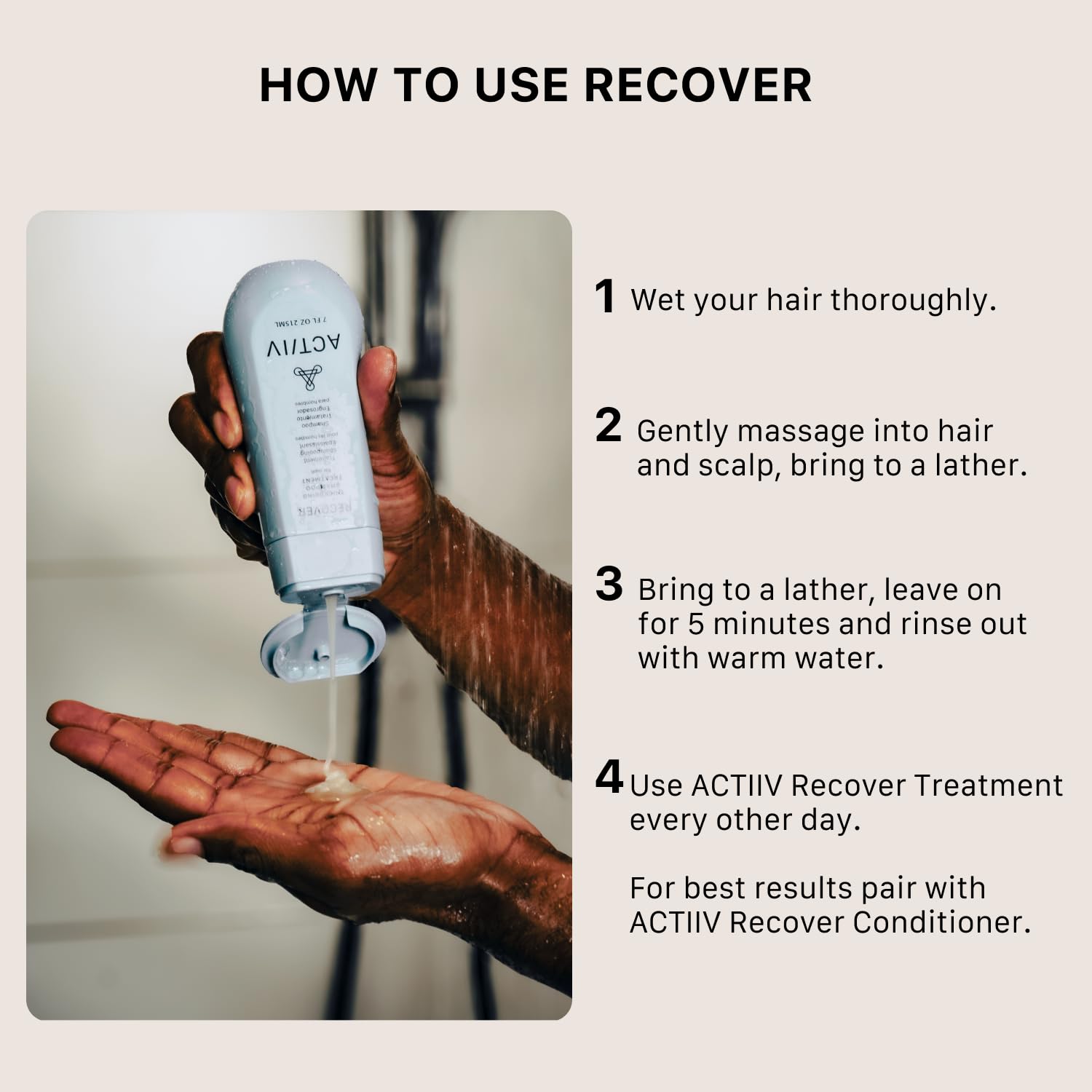 ACTIIV Recover Thickening Shampoo Treatment For Men | Supports the Appearance of Fuller, Healthier-Looking Hair, Supports Scalp Health, Plant-Based, Color-Safe, Vegan,All Hair Types