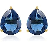SeagullIN Women's 18K Gold Plated Metal 7x9 Pear Shape Gemstone Gemstone Stud Earrings - Birthstone Stud for Her