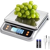 Atogou 88lb Food Scale, Commercial Kitchen Scale Plug-in Usable | Full View LCD Display, Stainless Steel, for Baking, Bread, Cooking, Meat, Vegetables, Farm, Industry LC200 Silver