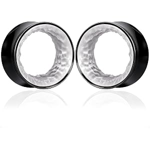 Maxbott 2Pcs Stainless Steel Ear Gauges with “FY” Slogan Tunnel Edgy Double Flared Ear Expanders for Stretched Ears (00g/10mm