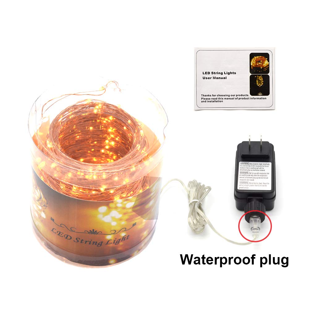 165 Ft Ultra Long 500 LEDs LED String Lights Plug in, Waterproof Deck/Porch/Ceiling Copper Wire Lights, Indoor Decorative Lights for Bedroom,Patio,Garden,Party,Christmas Tree Warm White