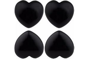 Rockcloud Healing Crystal Black Obsidian Heart Love Carved Palm Worry Stone Chakra Reiki Balancing 0.8" Mini Size(Pack of 4)