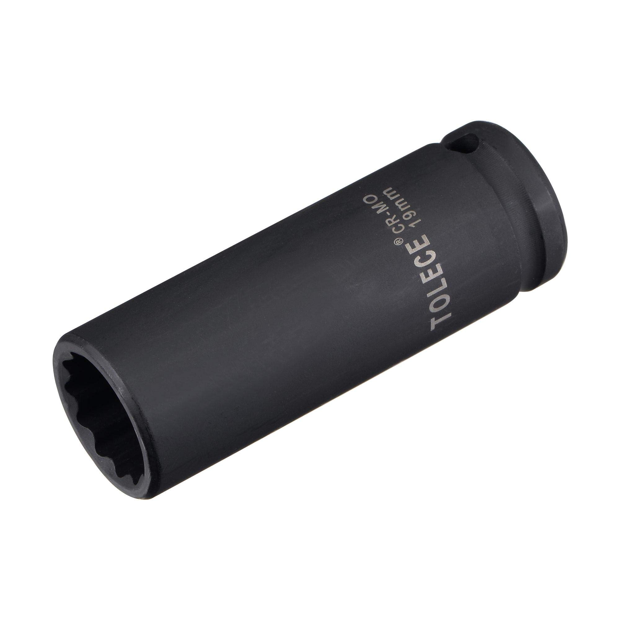 sourcing map 1/2-Inch Drive 19mm 12-Point Deep Impact Socket, CR-MO Steel 78mm Length, Metric Sizes
