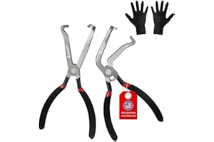 ZUSCOT Electrical Disconnect Pliers, 8Inch Automotive Connector Pliers for Fuel Injectors & Ignition Coils, High-Carbon Steel with Non-Slip Grip, Push Tab Style Removal Tool - Straight + 60° Bend