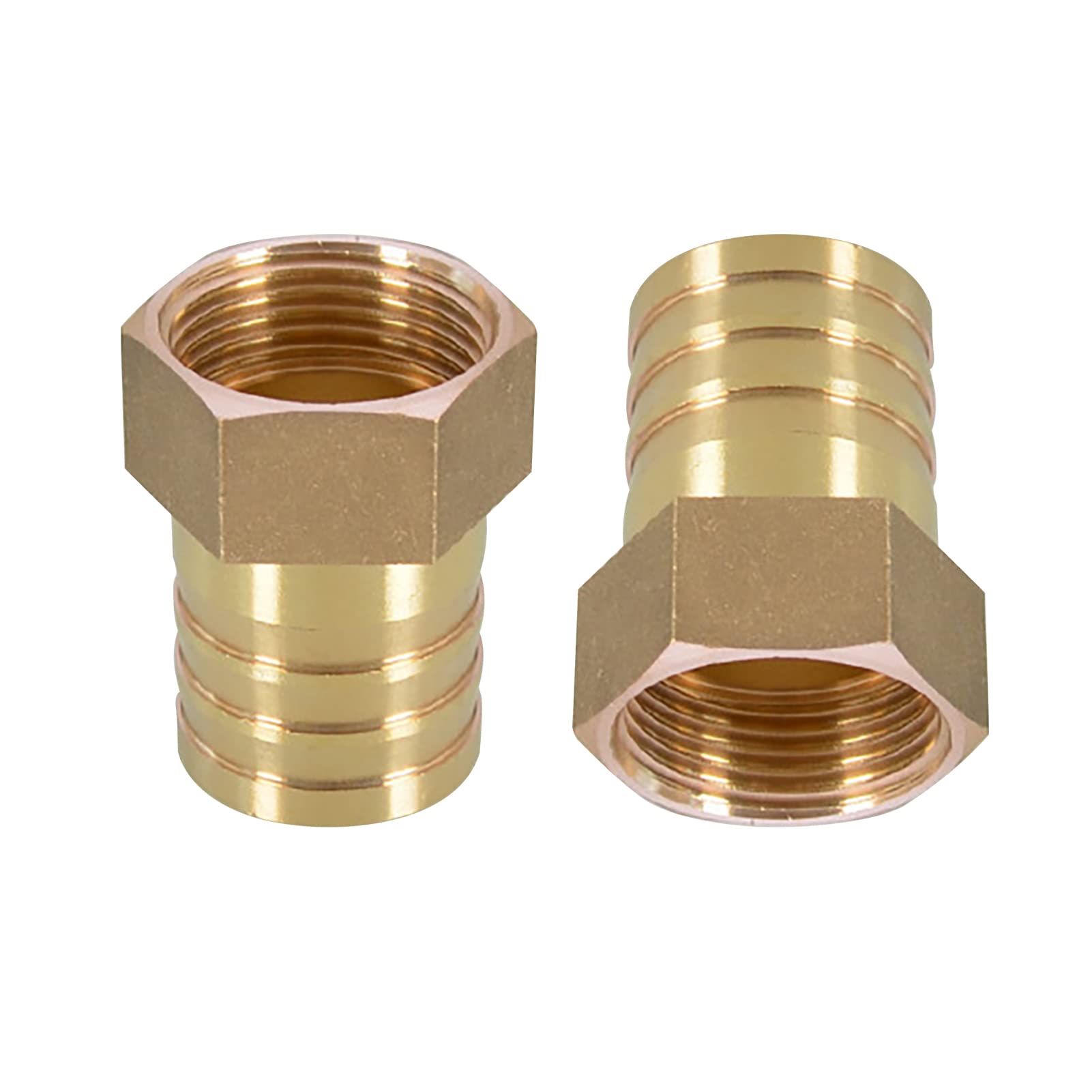 Candeon 2pcs 1inch Hose Barb Brass Garden Hose Fittings Connector Adapter Barb to NPT Female Thread No Leaks(32mm)