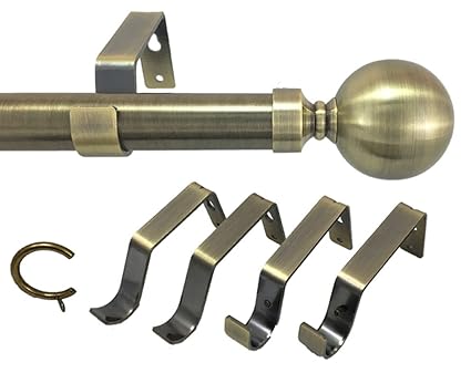 Ext Long 28mm Antique Brass Bi Fold Door Curtain Pole Metal Ball