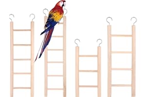 GTZIQA 4 Pcs Wooden Bird Ladder Bird Toys for Parakeets Ladder Climbing Parakeet Toys Hanging Birds Ladders for Cage Cockatoo Toy for Parrots, Cockatoo, Lovebirds