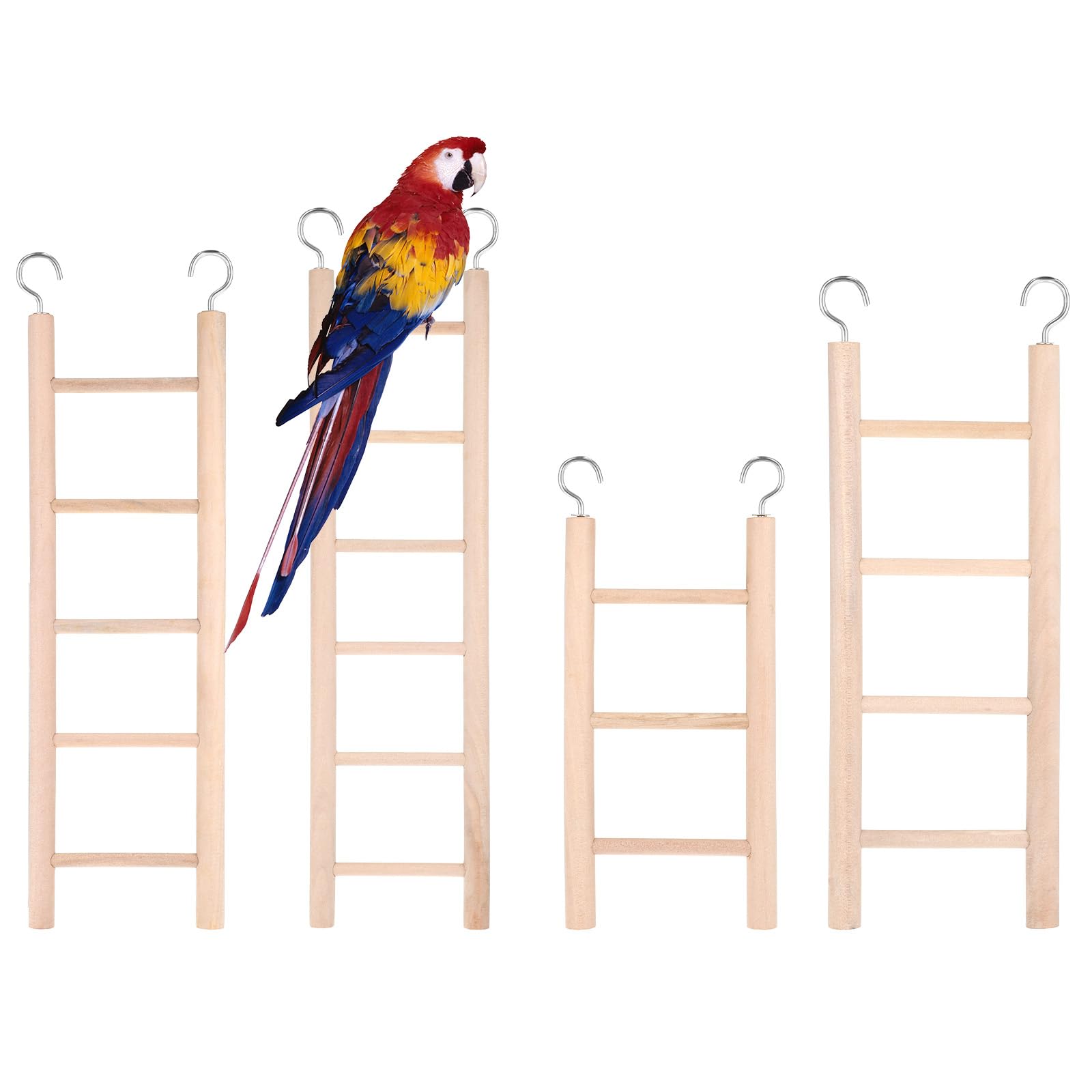 Photo 1 of 4 Pcs Wooden Bird Ladder Bird Toys for Parakeets Ladder Climbing Parakeet Toys