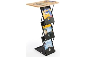 DISPLAYS2GO Portable Table with Folding Design Has (3) Built-in Literature Pockets, Includes a Hard Carry Case
