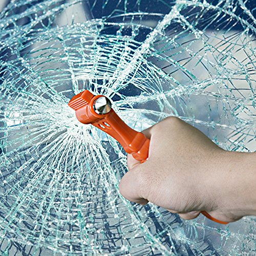 Car Safety Hammer Set of 2, Window Breaker, Seatbelt Cutter, Raniaco Emergency Escape Tool, Multi-Purpose Life-saving Auto Emergency Hammer with 2 Phone Holders (2 Hammers + 2 Holders) - Thumbnail 3