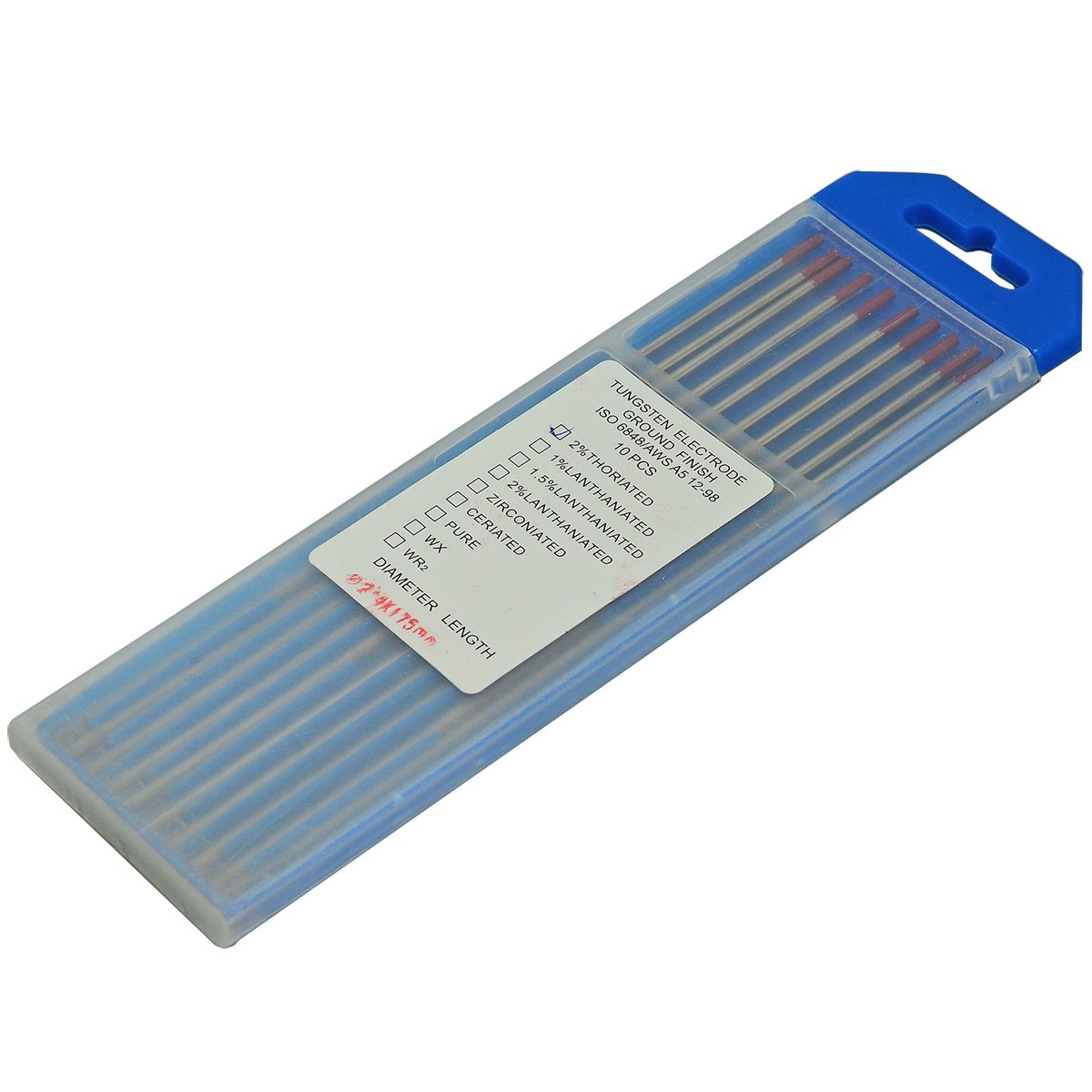 RIVERWELD TIG Welding Tungsten Electrode 2% Thoriated WT20 Red Tips 2.4mm x 175mm Pack of 10