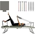 Pilates Reformer Machine Equipment with Springs & Cords for Home Workout, Foldable Pilates Equipment with Jump Board for All Level Users