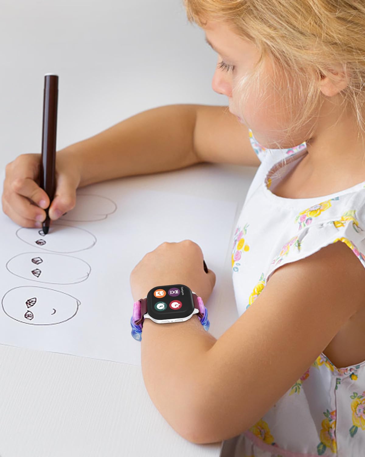 NewJourney Scrunchie Band Compatible with AT&T amiGO Jr Watch, Cute Printed Stretchy Solo Loop Band Replacement