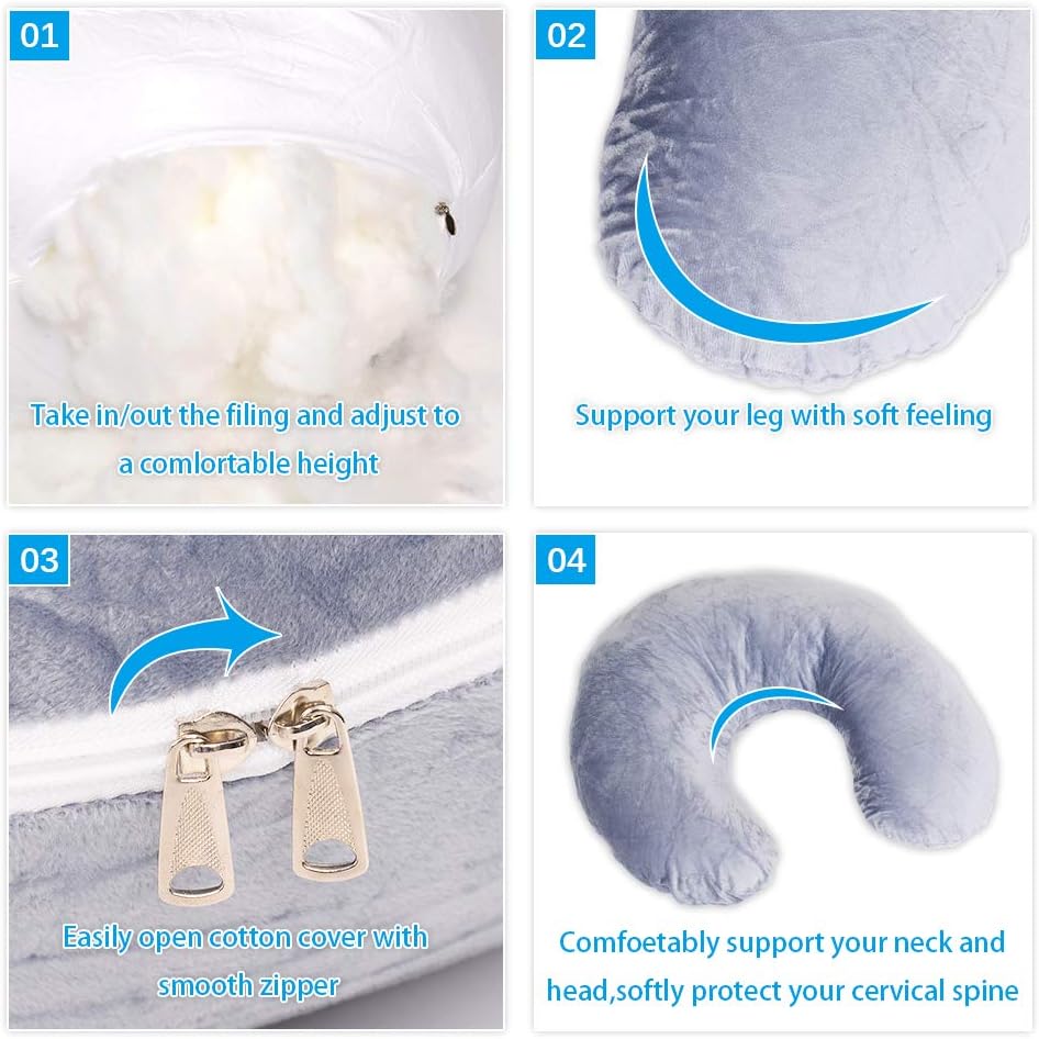 MANDZIXIN Pregnancy Pillow, Maternity Body Pillow with Velvet Separate Support Pillow and Removable Cover,Side Sleeping and Back Hips, Legs, Belly Support for Pregnant Women (Grey, U Shaped): Home & Kitchen