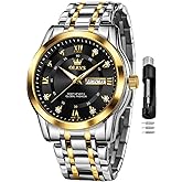 OLEVS Watch for Men Classic Business Dress Analog Quartz Stainless Steel Waterproof Luminous Date Diamond Men Silver Watch