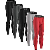 Celfaeree 5-6 Packs Boys Compression Leggings, Youth Compression Pants Tights, Boys Leggings Base Layer for Sports