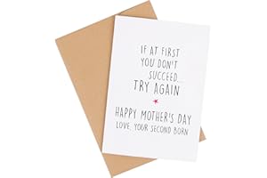 CJ&M IF AT FIRST YOU DON'T SUCCEED Funny Mother's day card, Funny card for mum, Card for mom, Mothers day card, Funny card, card for her, funny sibling card, second born child,Mother's Day Card From