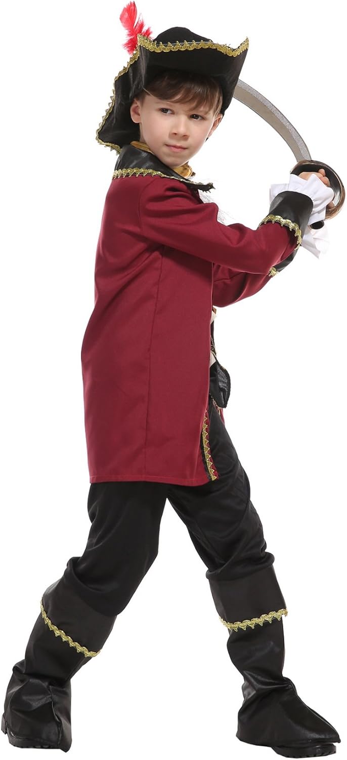 Amazon C Princess 子供用 ハロウィン衣装 男の子 キッズ 海賊 パイレーツ なりきり 貴族王子 仮装 コスプレ コスチューム かっこいい パーティー イベント M キッズコスチューム おもちゃ