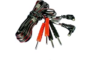 MAYIWO EasyStim OTC Premium Pair of 2 Black Lead Wires for TENS and EMS Units - Standard Female Plug