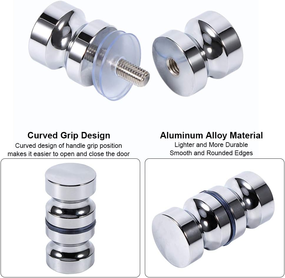 Smandy Aluminium Alloy Shower Door Knob, Bathroom Pull Handle for Glass Shower Doors with Screws, #4 - Image 4