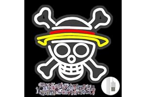 AUKOALA One Piece Neon Sign,Luffy Decor Lamp Signs Skull Dimmable Neon LED Lights, with 50 Sticks for Teen Bedroom Birthday Anime Cosplay Decoration (Model A-USB)