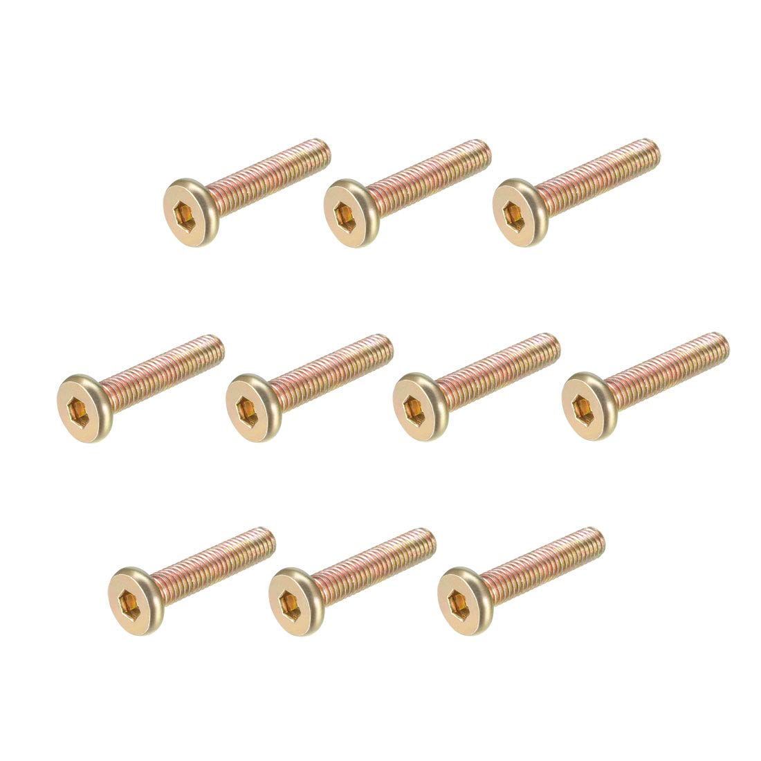 sourcing map M6x30mm Furniture Screw Hex Socket Machine Screws Zinc Plated Fasteners Bolts Full Thread Carbon Steel 20Pcs