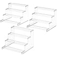 Lifewit 4 Tier Clear Display Risers Stand, Plastic Risers for Display, Plastic Perfume Organizer, Display for Figures, Cupcake, Dessert, Desktop Stand for Organization and Decor, 3pack, 12inch
