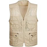 Locachy Men's Summer Outdoor Work Safari Hiking Travel Photo Fishing Vest with Pockets