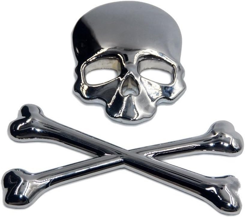 EHAO 2 Pcs 3D Skull Badge Auto Car Truck Laptop iPad Window Wall Motorcycle Decor Decal Sticker (Silver)