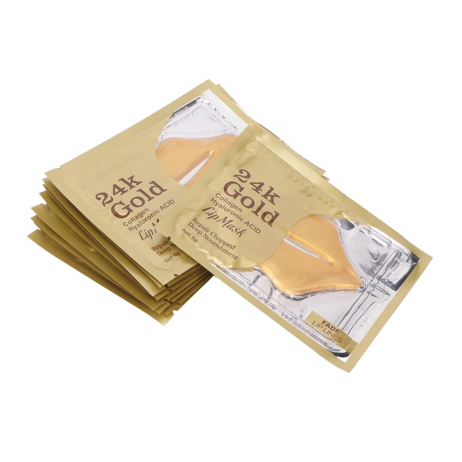 10pcs Crystal 24K Gold Bio Collagen Lip Mask For Remove Lines, Remove Lip Lines Moisturizing Brightening Lip Care Masks, Anti Ageing Aging, Remove Lines, Dry Lips, Skincare, Anti Wrinkle