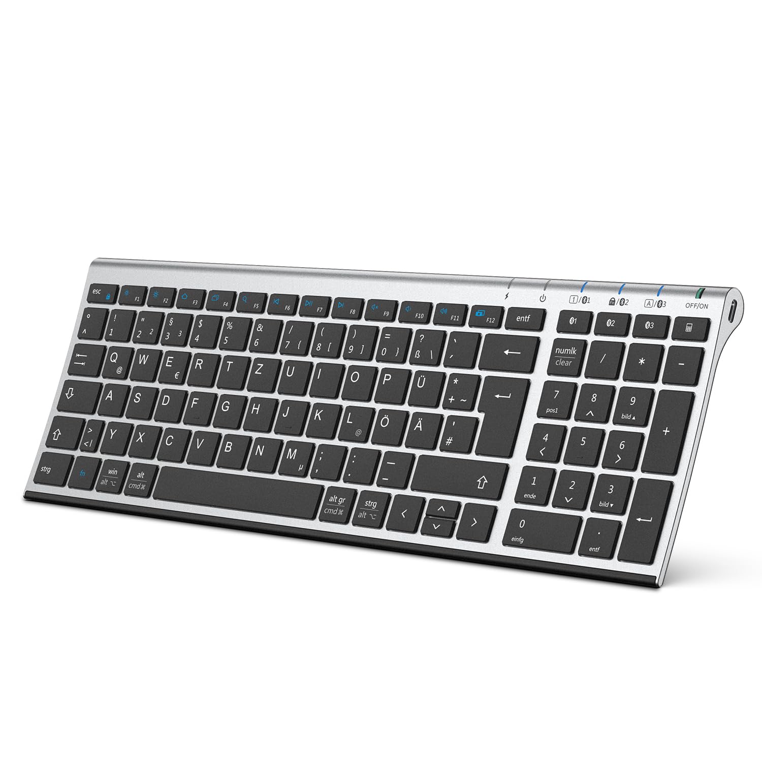 iClever Bluetooth Keyboard, Wireless Rechargeable with 3 Bluetooth Channels, Stable Connection, Ultraslim Ergonomic Design, Wireless Keyboard for iOS, Android, Windows