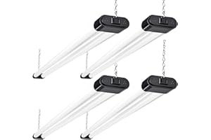 hykolity 4 Pack Linkable LED Shop Light, 4FT 44W [300W Equivalent], 4600lm, 5000K Daylight, Plug-in Utility Bay Light Fixture, Hanging or Surface Mount, Black - Energy Efficient Lighting Solution