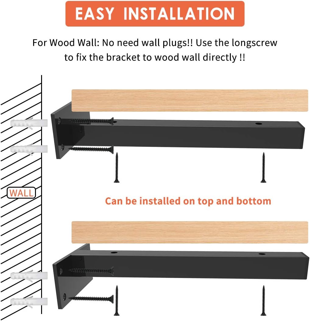 Floating Shelf Brackets 8 Inch, Heavy Duty Shelving Brackets Wall Mounted Metal Supports Industrial with Screws & Anchors, Hardware Brace for DIY Home Décor/Storage/Farmhouse: Kitchen & Dining